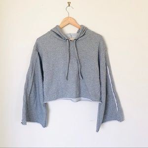 Oversized crop sweatshirt flare sleeve hoodie